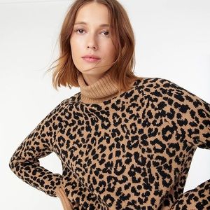 JCrew Turtleneck Sweater in Leopard Supersoft Yarn Small NWT